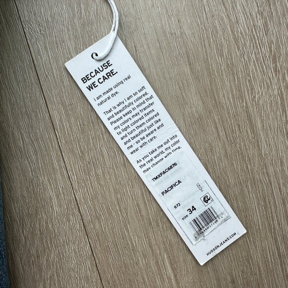 NWT Hudson Blake Slim Straight Jeans in Pacifica - 34" x 32" - Picture 2 of 9